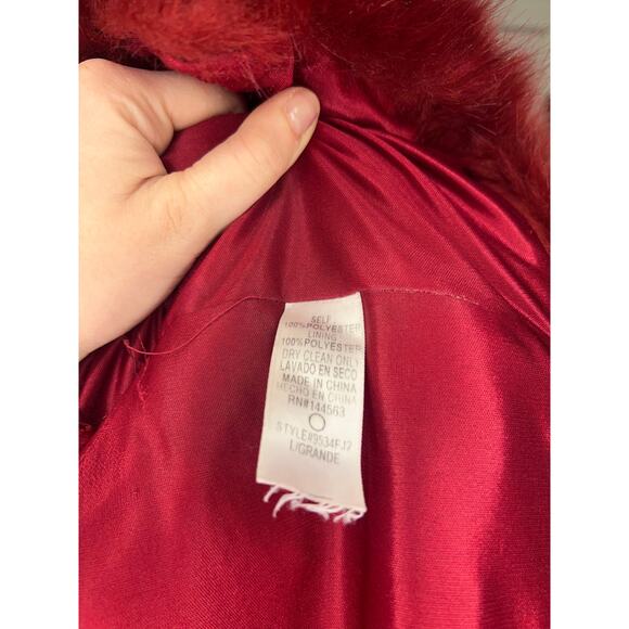 Vintage Y2K Red Faux Fur Coat | Size S - Picture 4 of 4